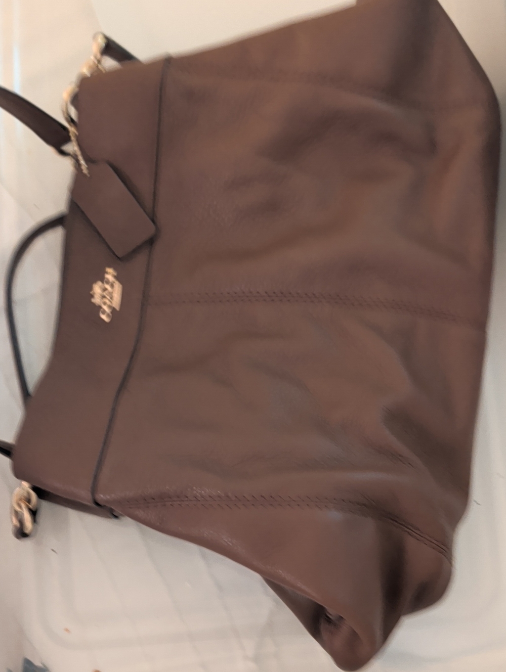 Coach Chocolate Brown Leather Tote with Gold Hardware
